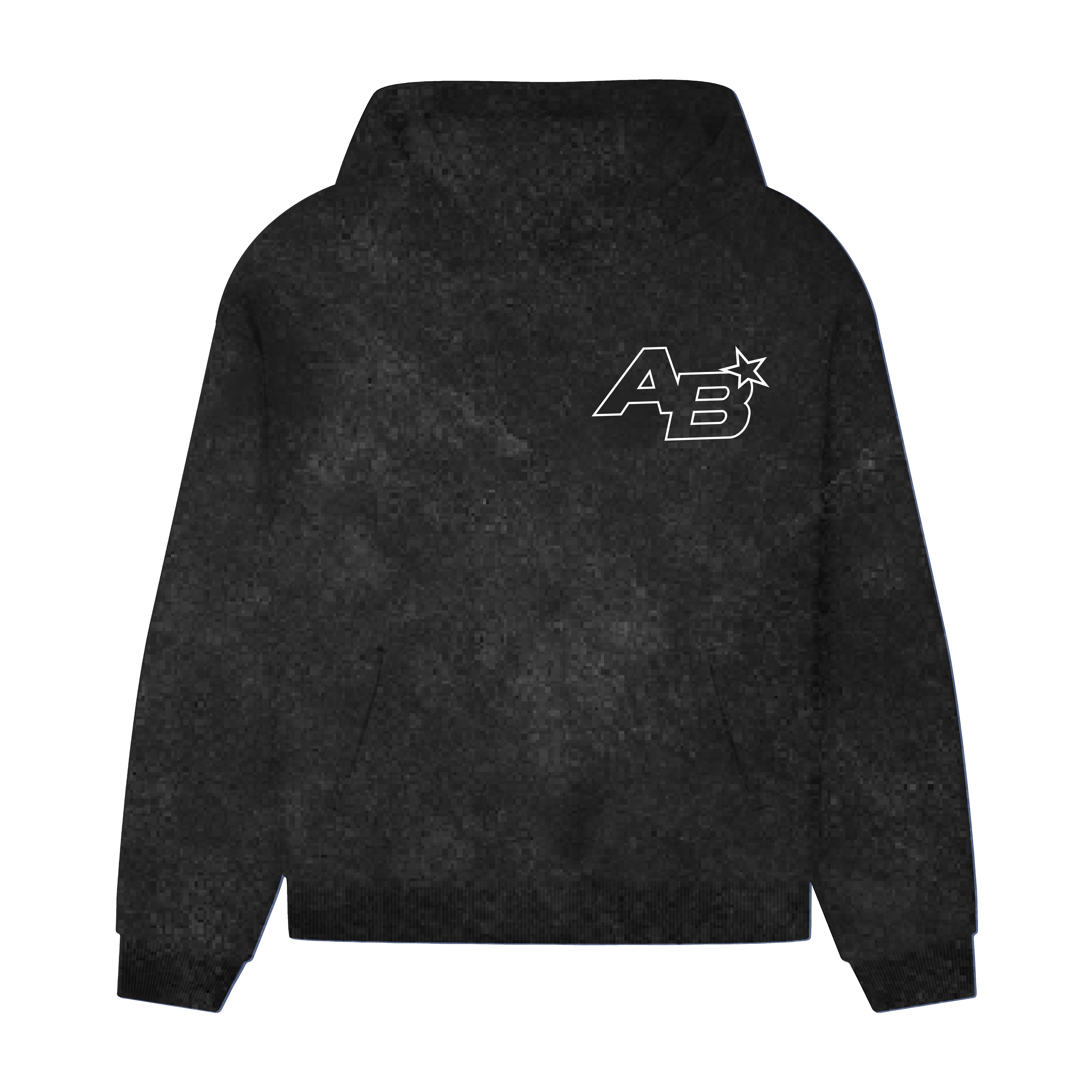 HOODIE ACID WASH NEGRA - AB STAR