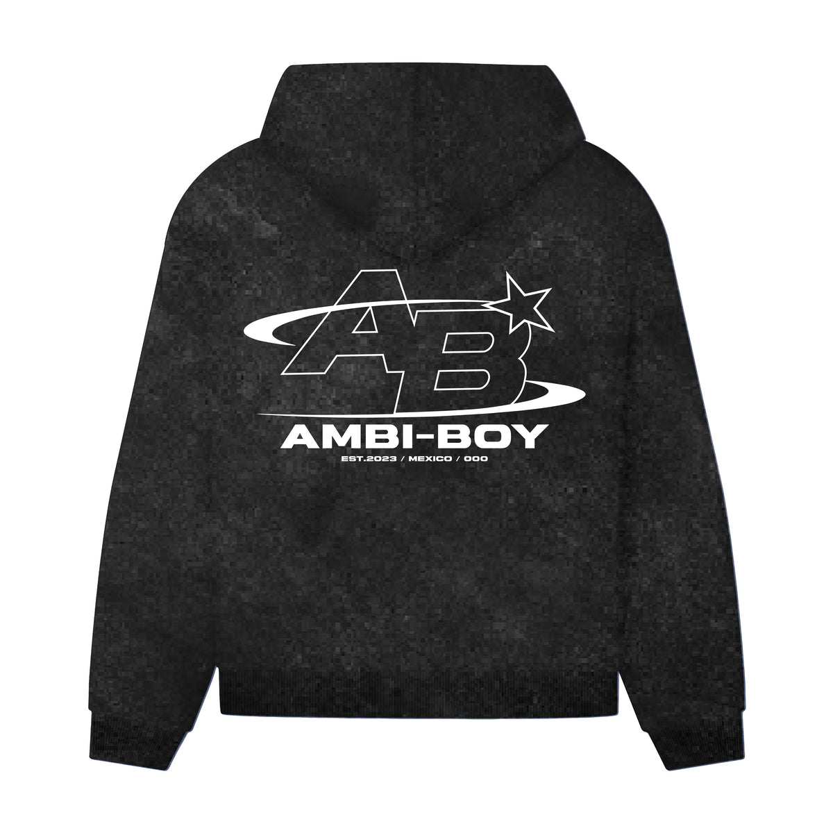 HOODIE ACID WASH NEGRA - AB STAR