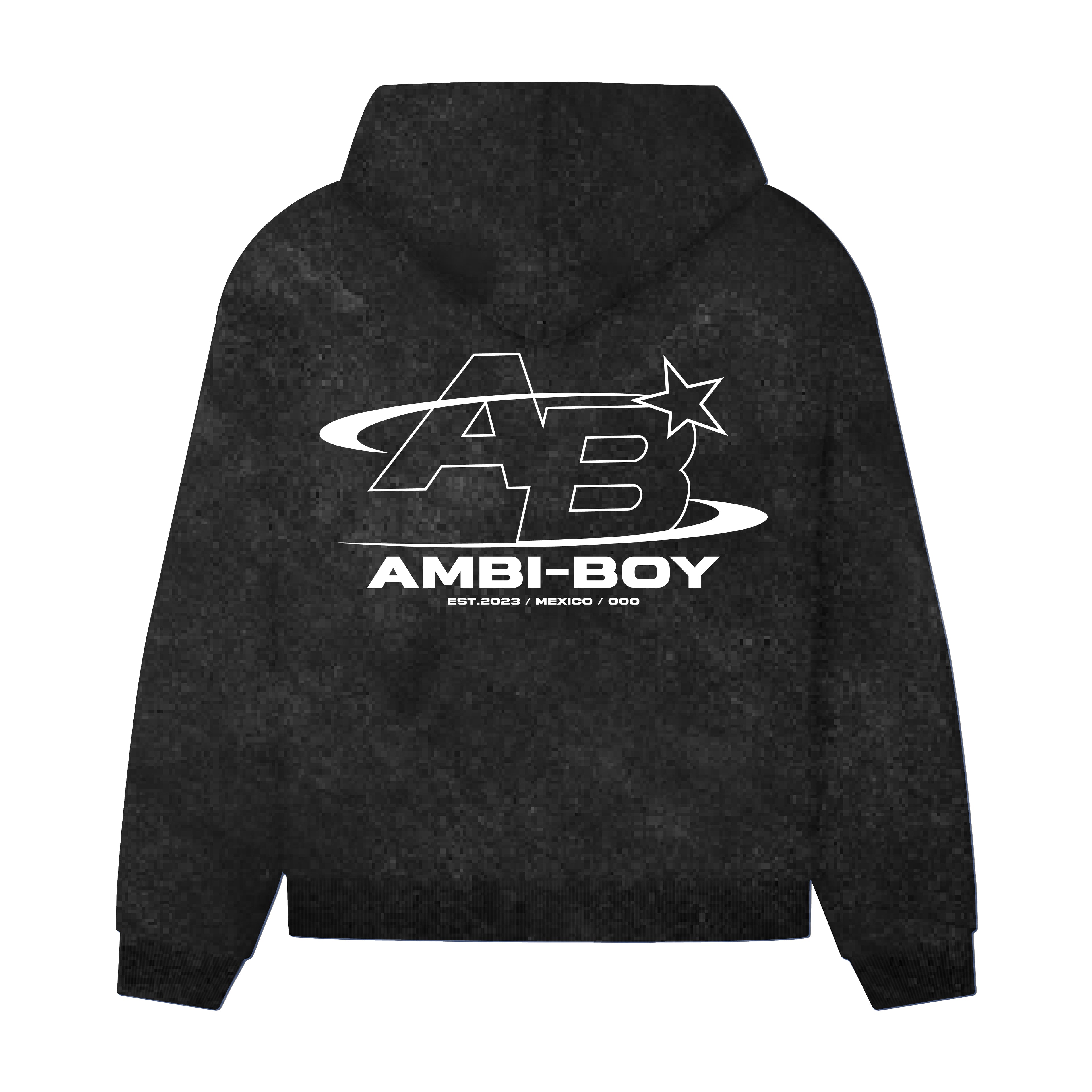 HOODIE ACID WASH NEGRA - AB STAR