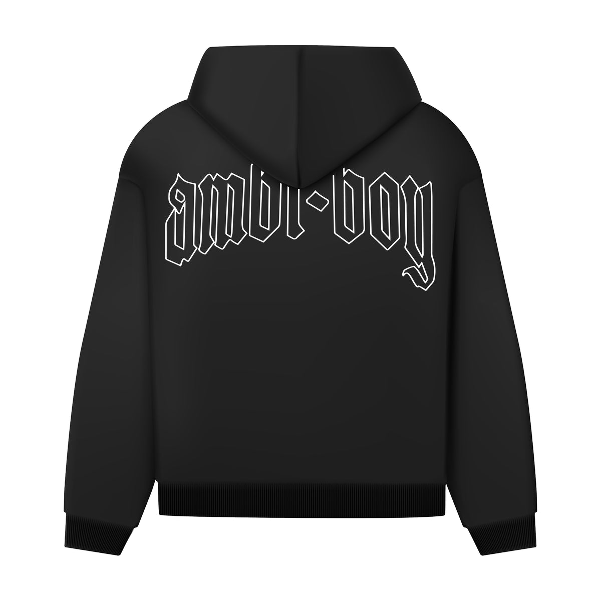 HOODIE NEGRA - AMBI BOY ARCO CONTORNO BLANCO