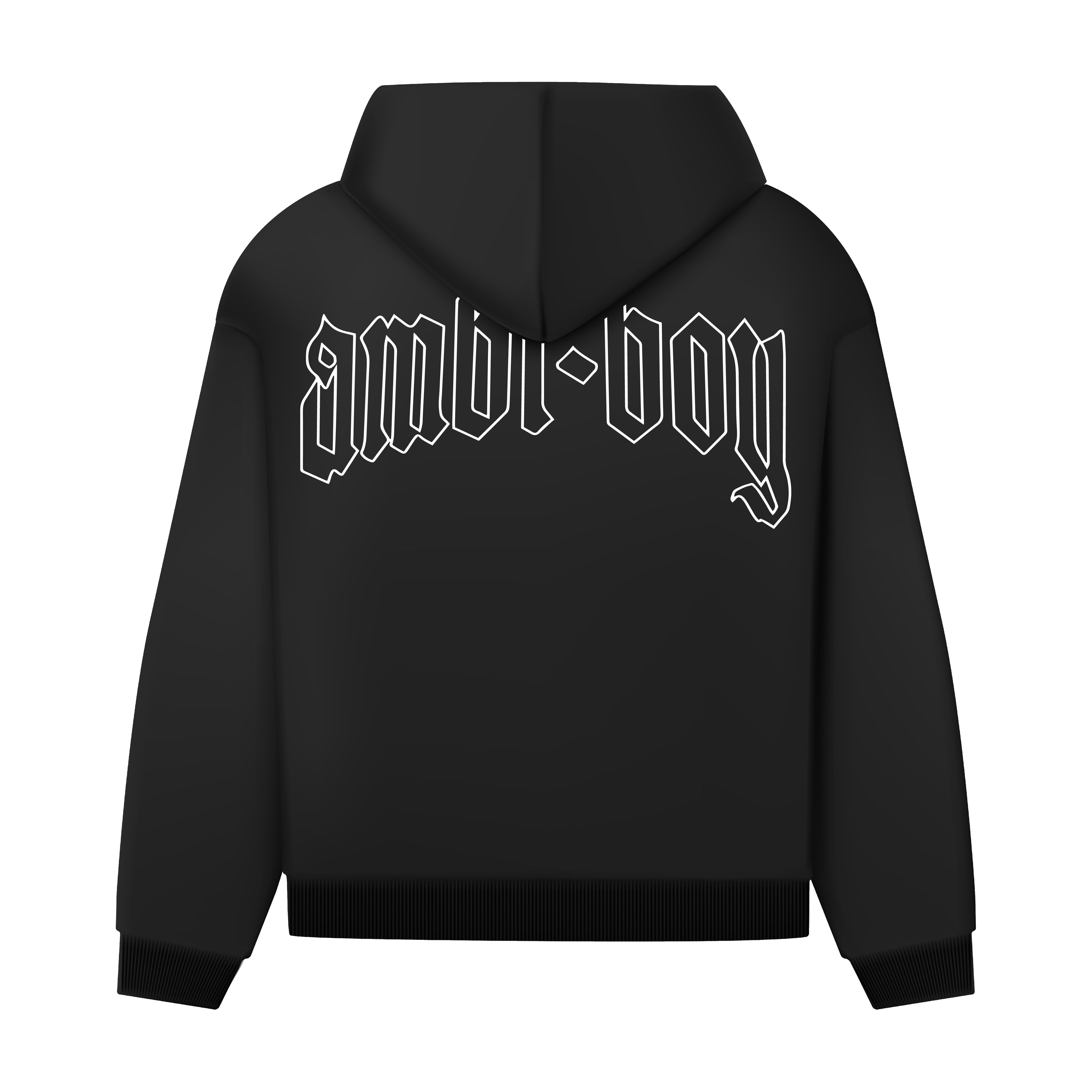 HOODIE NEGRA - AMBI BOY ARCO CONTORNO BLANCO