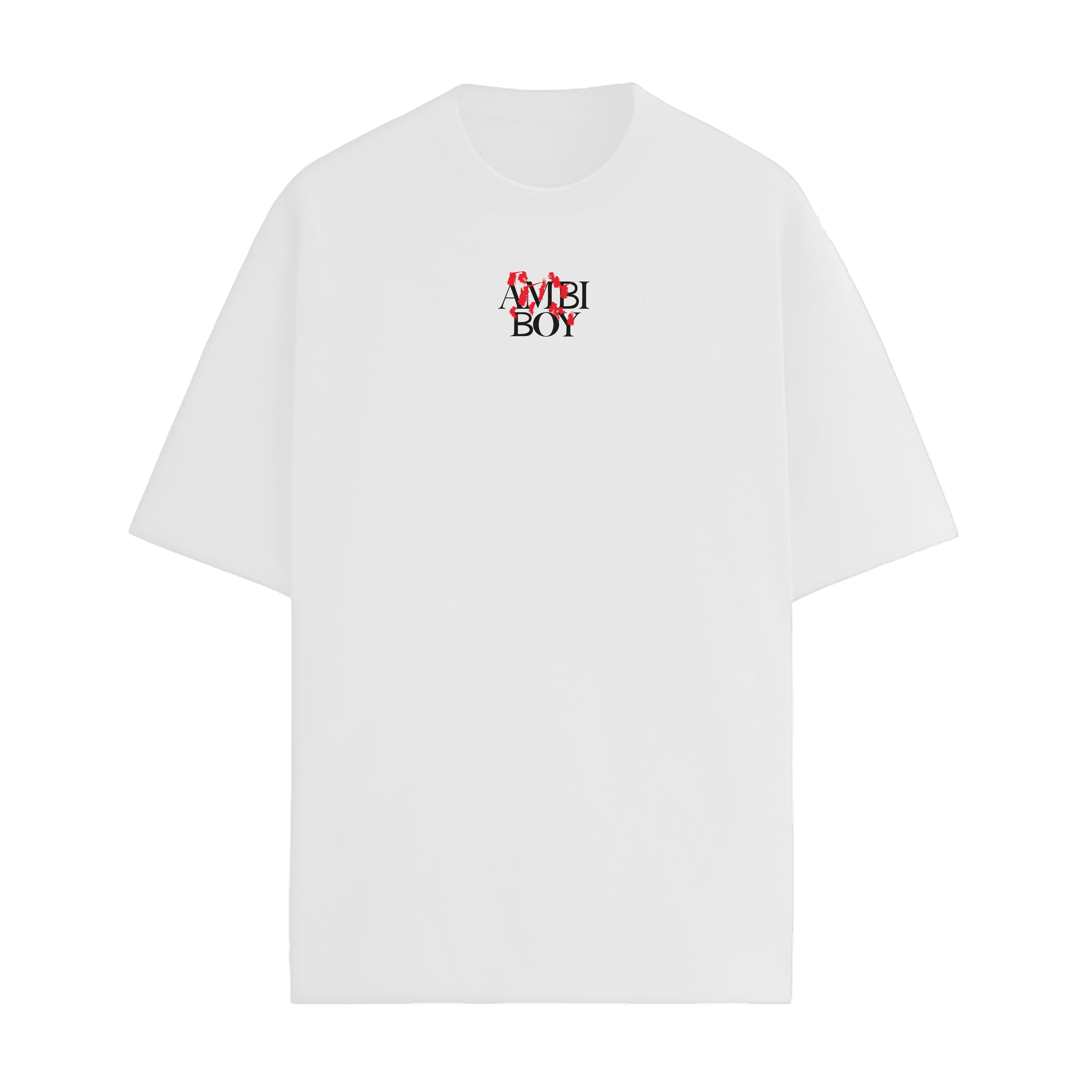 PLAYERA BLANCA - ESQUELETO SURF EN LLAMAS