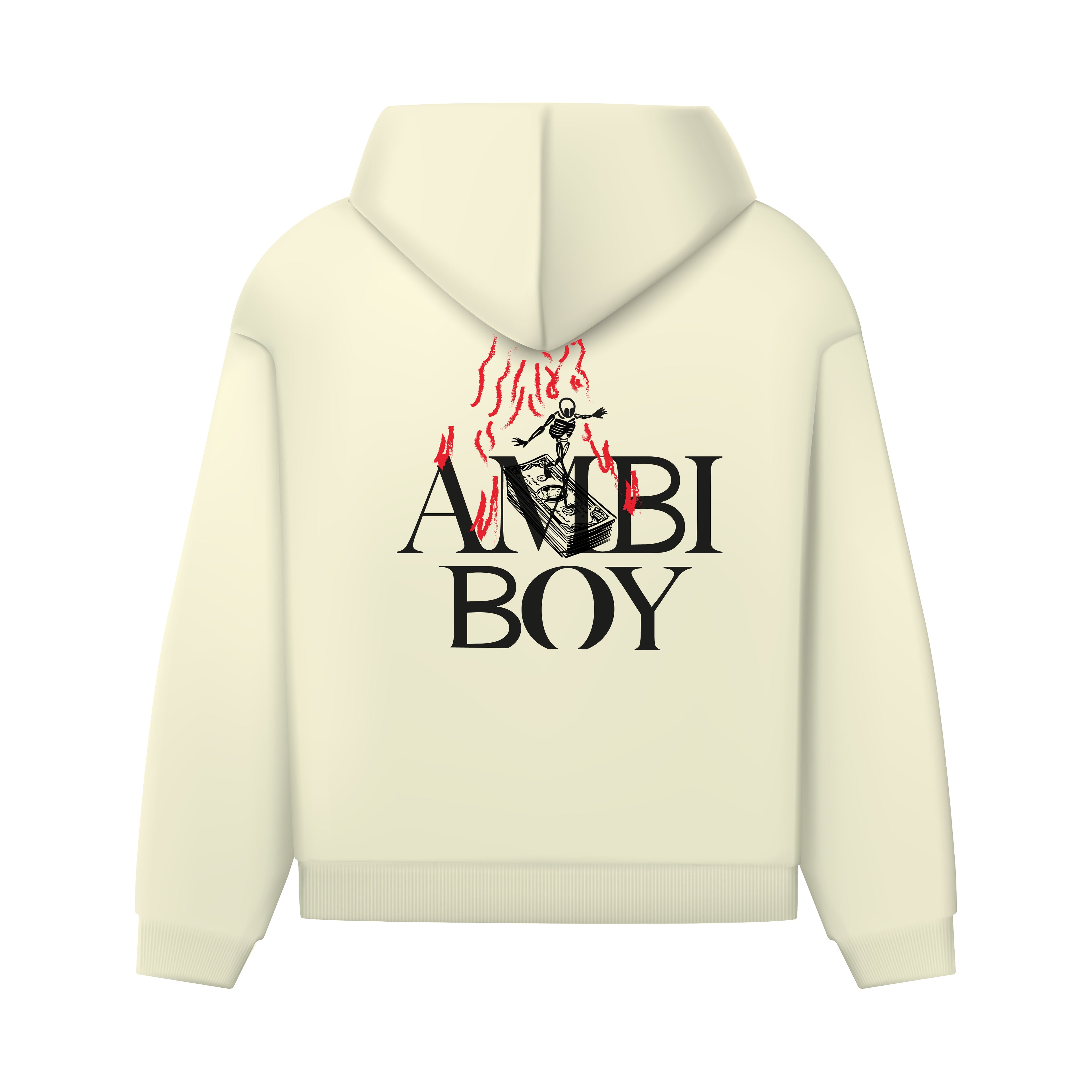 HOODIE HUESO - ESQUELETO SURF EN LLAMAS