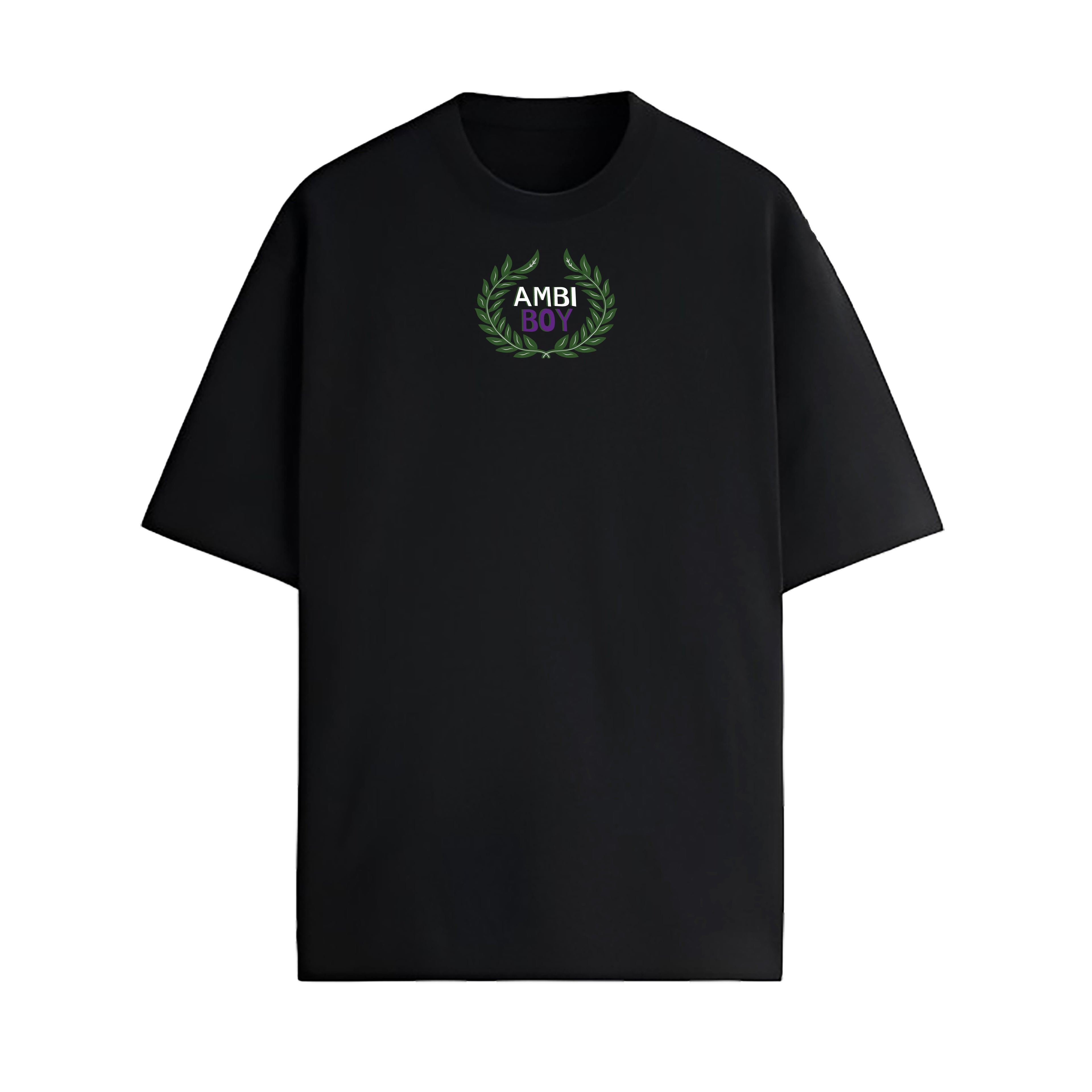 PLAYERA NEGRA -AMBI BOY HOJAS BORDADO