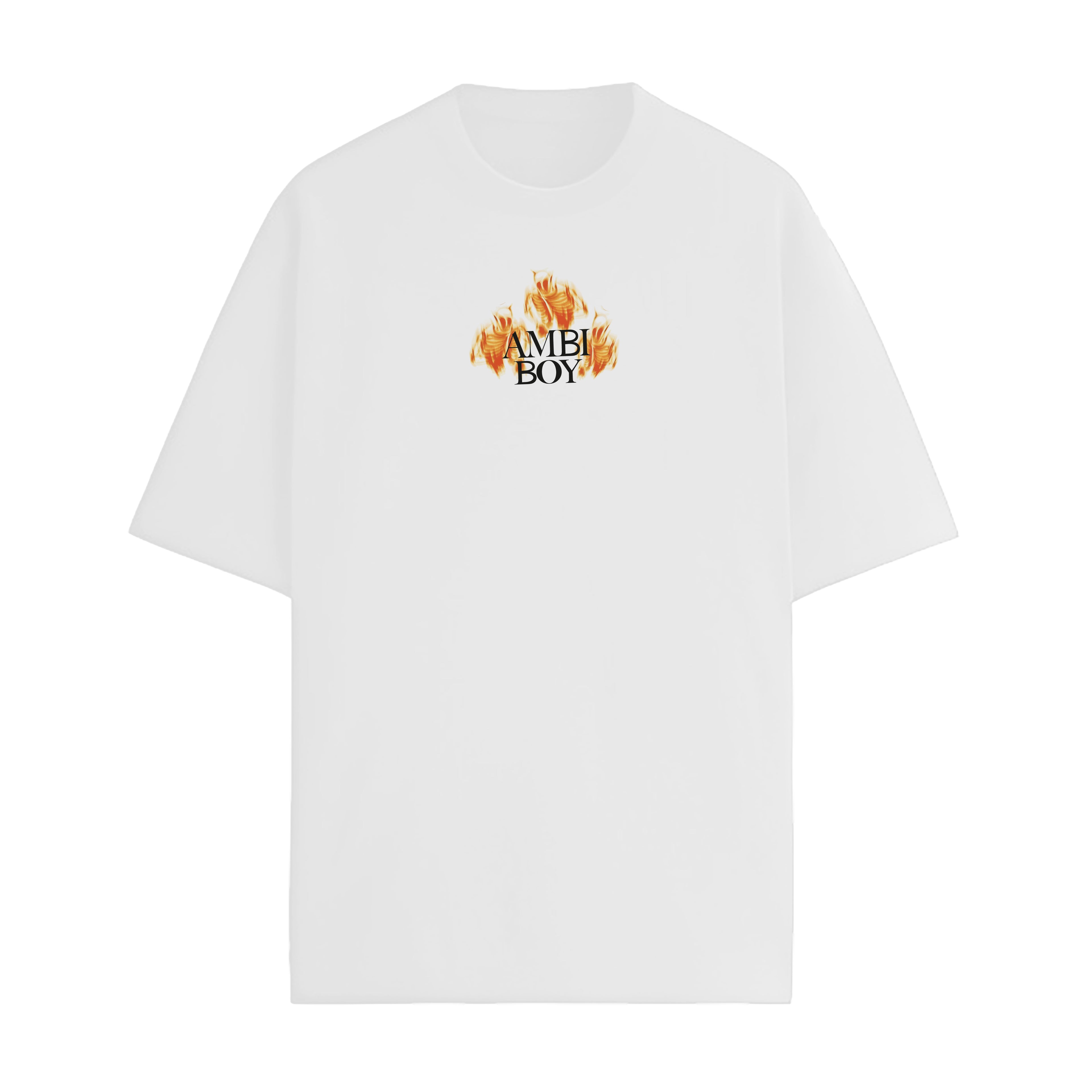 PLAYERA BLANCA - ESQUELETO FUEGO
