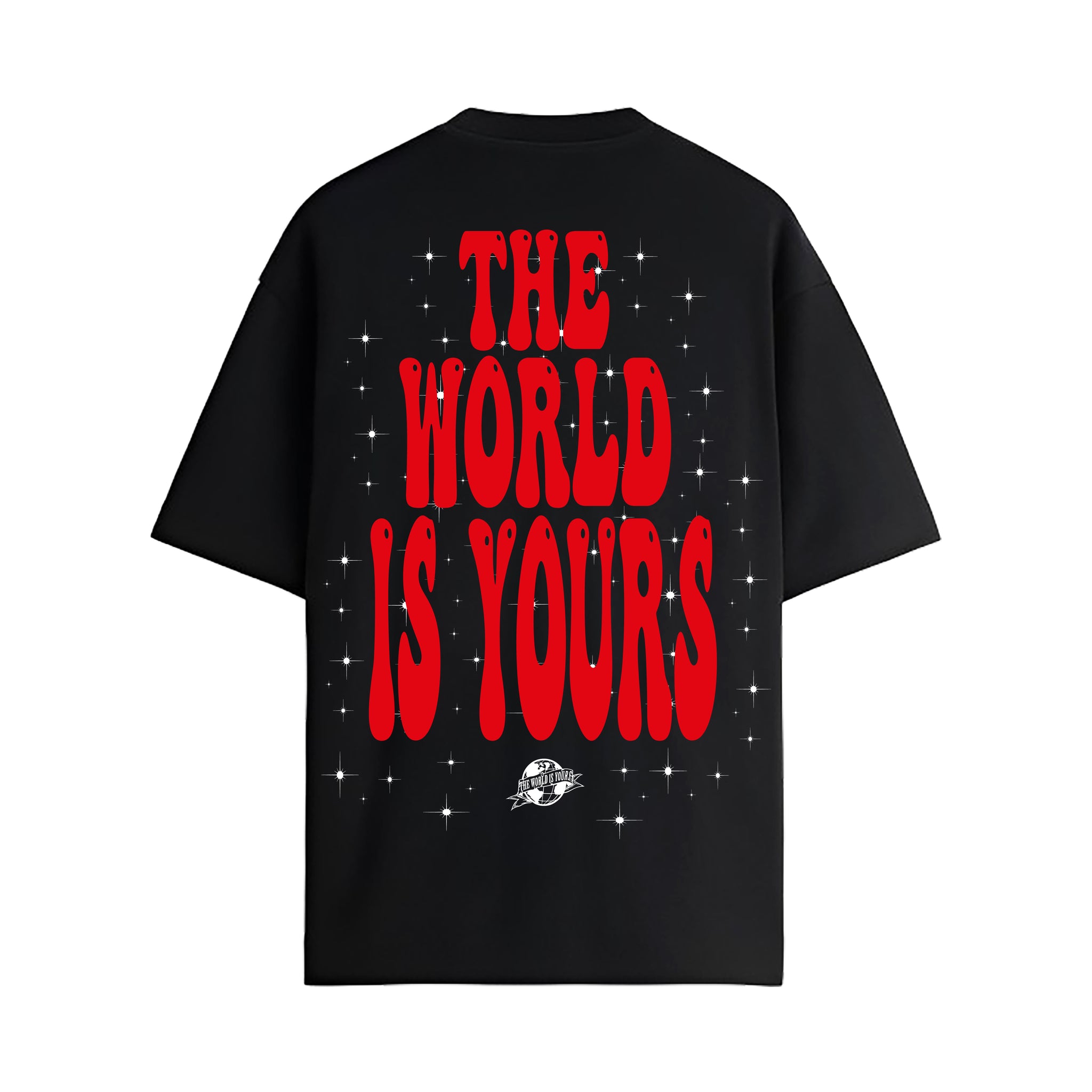 PLAYERA NEGRA - THE WORLD IS YOURS ROJO